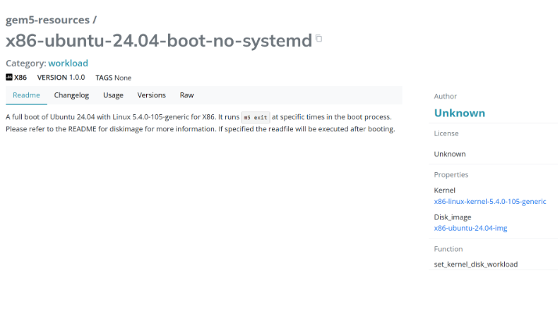 gem5 资源网页截图